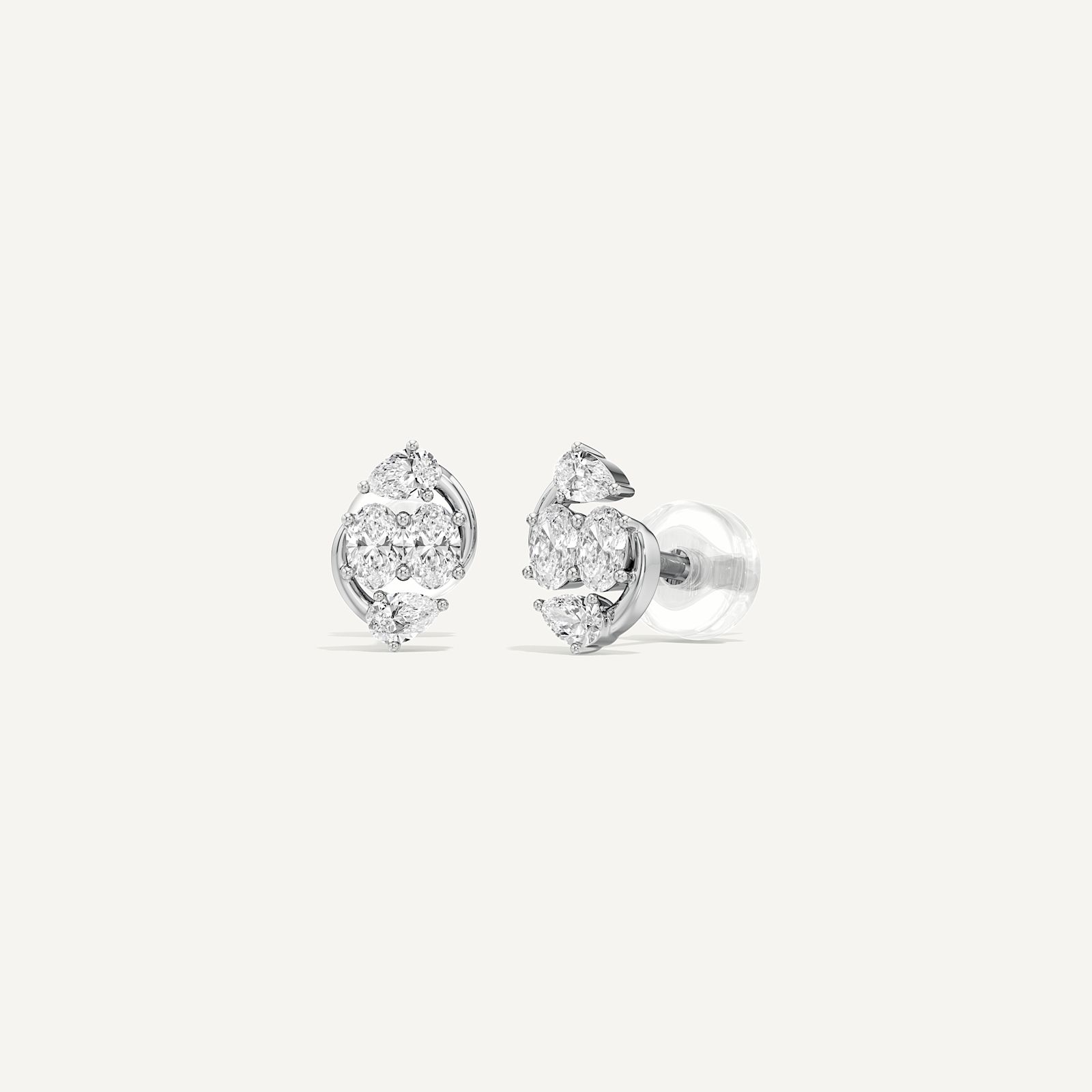 Vela Oval & Pear Diamond Stud