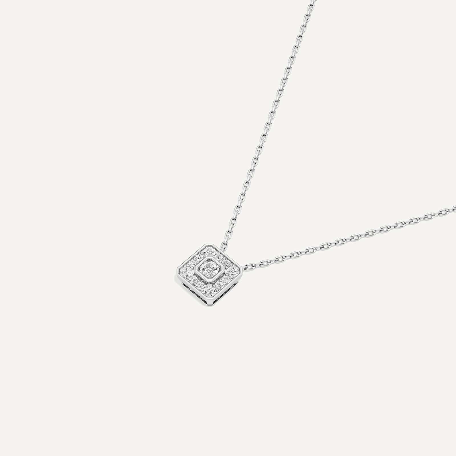 Softly Framed Asscher Diamond Pendant with Chain