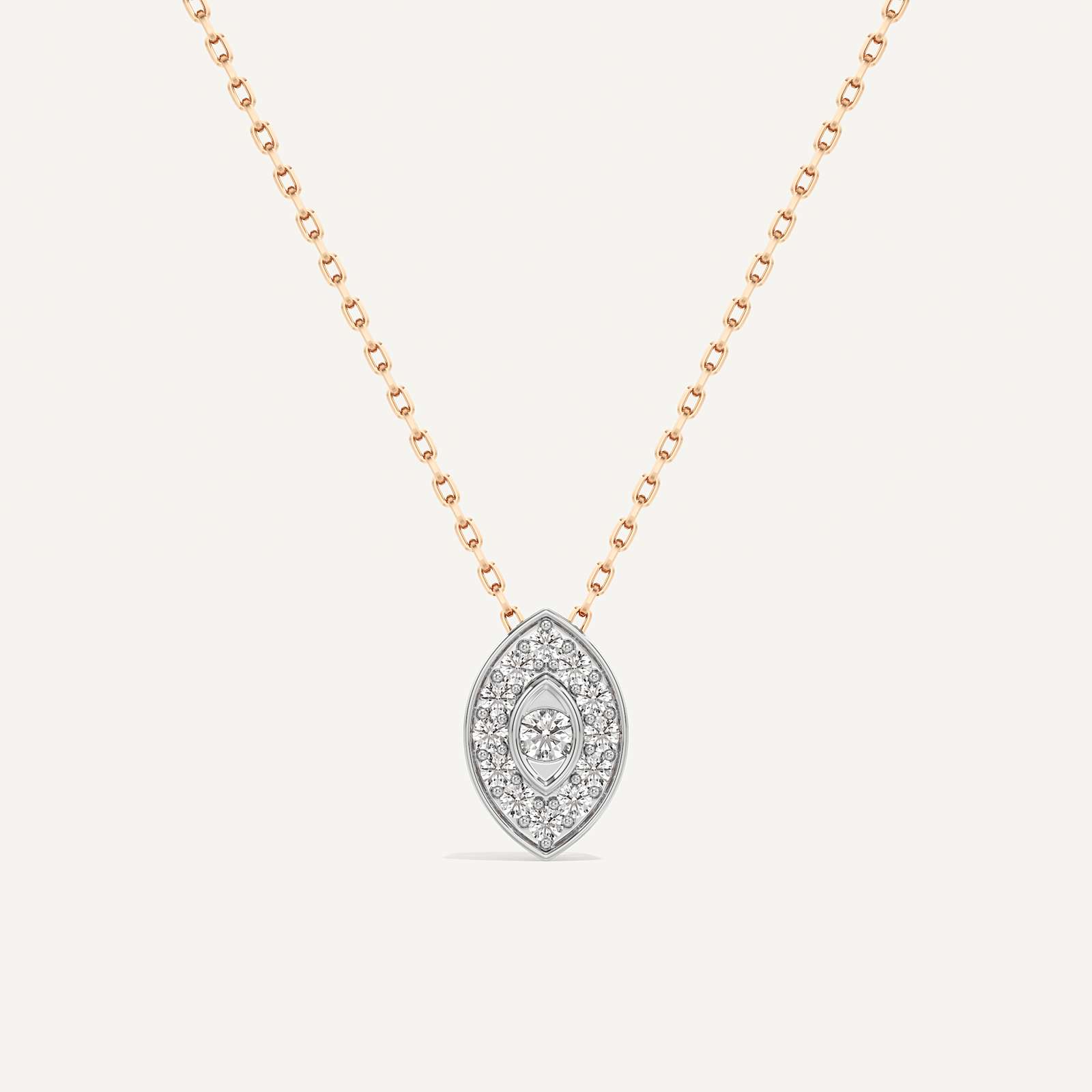 Quietly Protecting Marquise Diamond Pendant with Chain