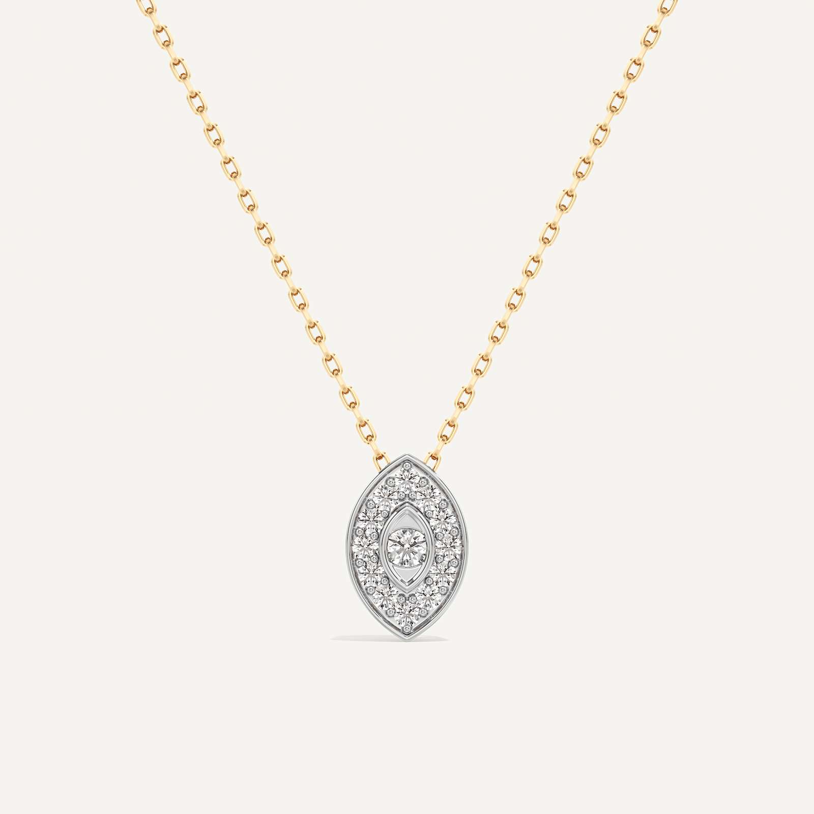 Quietly Protecting Marquise Diamond Pendant with Chain