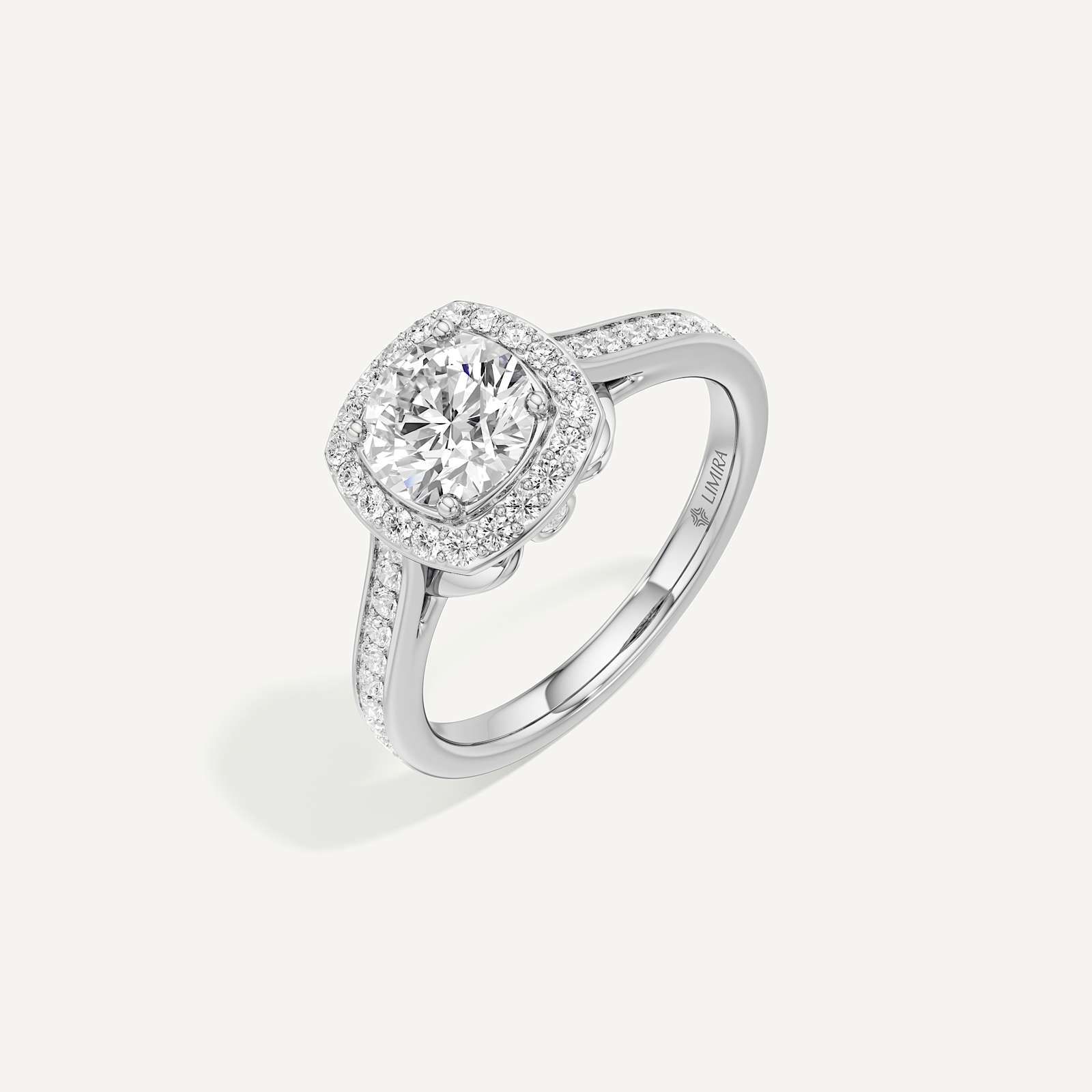 Celeste Hidden Accent Cathedral Halo Diamond Engagement