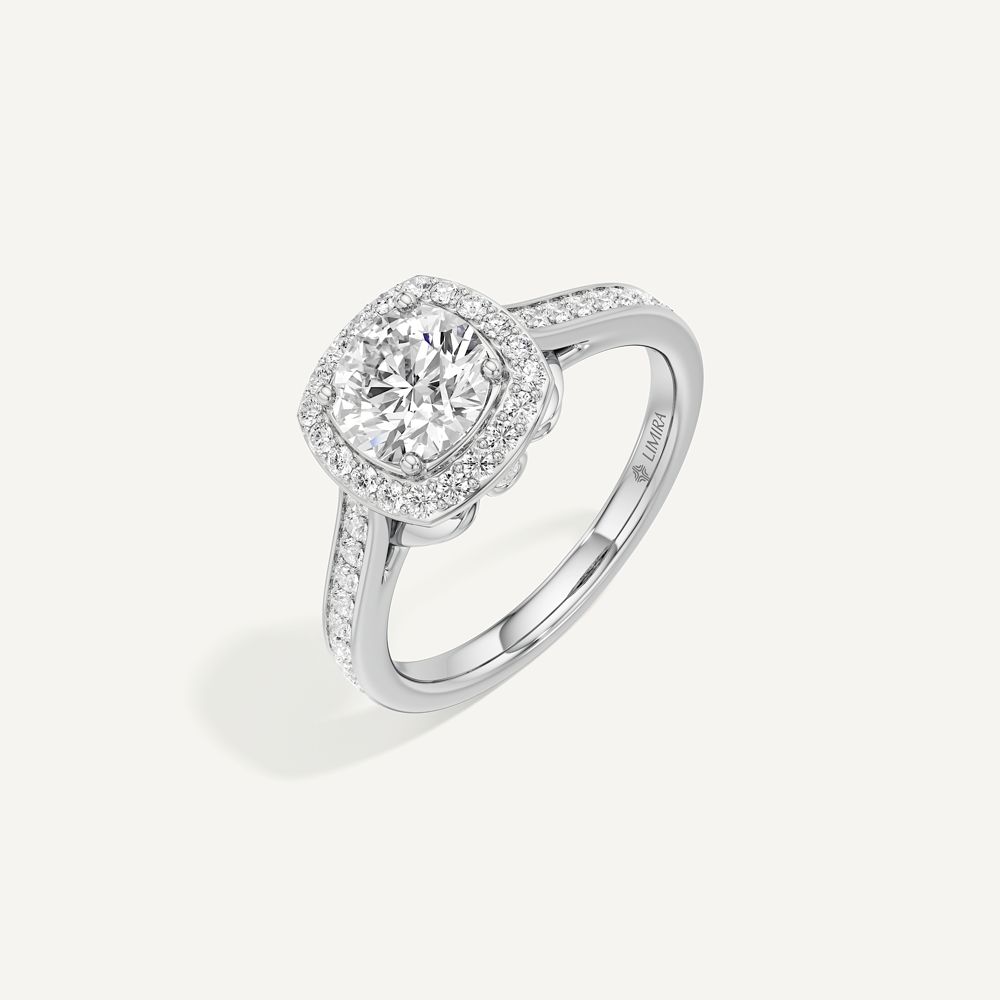 Celeste Hidden Accent Cathedral Halo Diamond Engagement