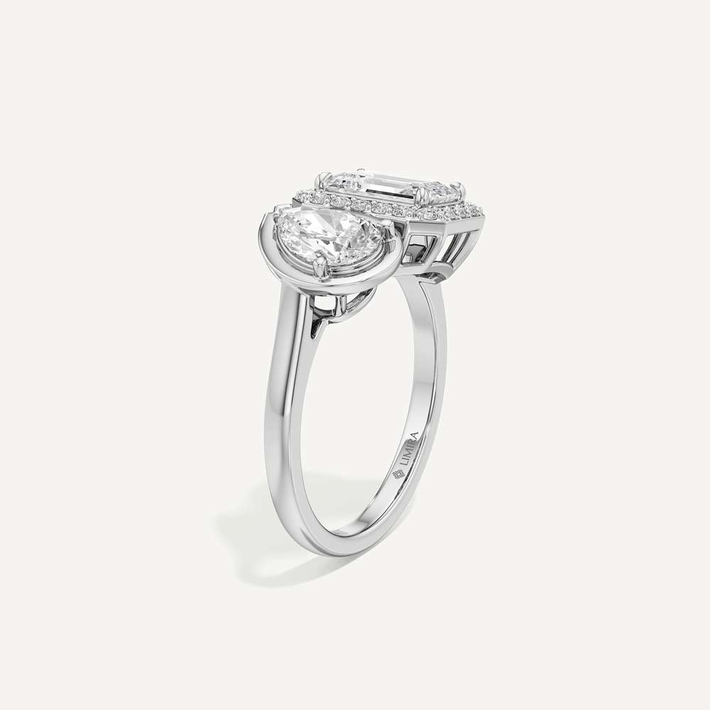 Emerald & Pear Three Prong Toi et Moi Diamond
